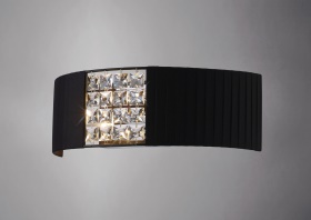 Evelyn Polished Chrome-Black Crystal Wall Lights Diyas Shaded Wall Lights